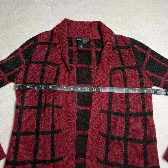 Romeo & Juliet Couture Window Pane Pattern Open Front Knit Cardigan Size S - Picture 7 of 8